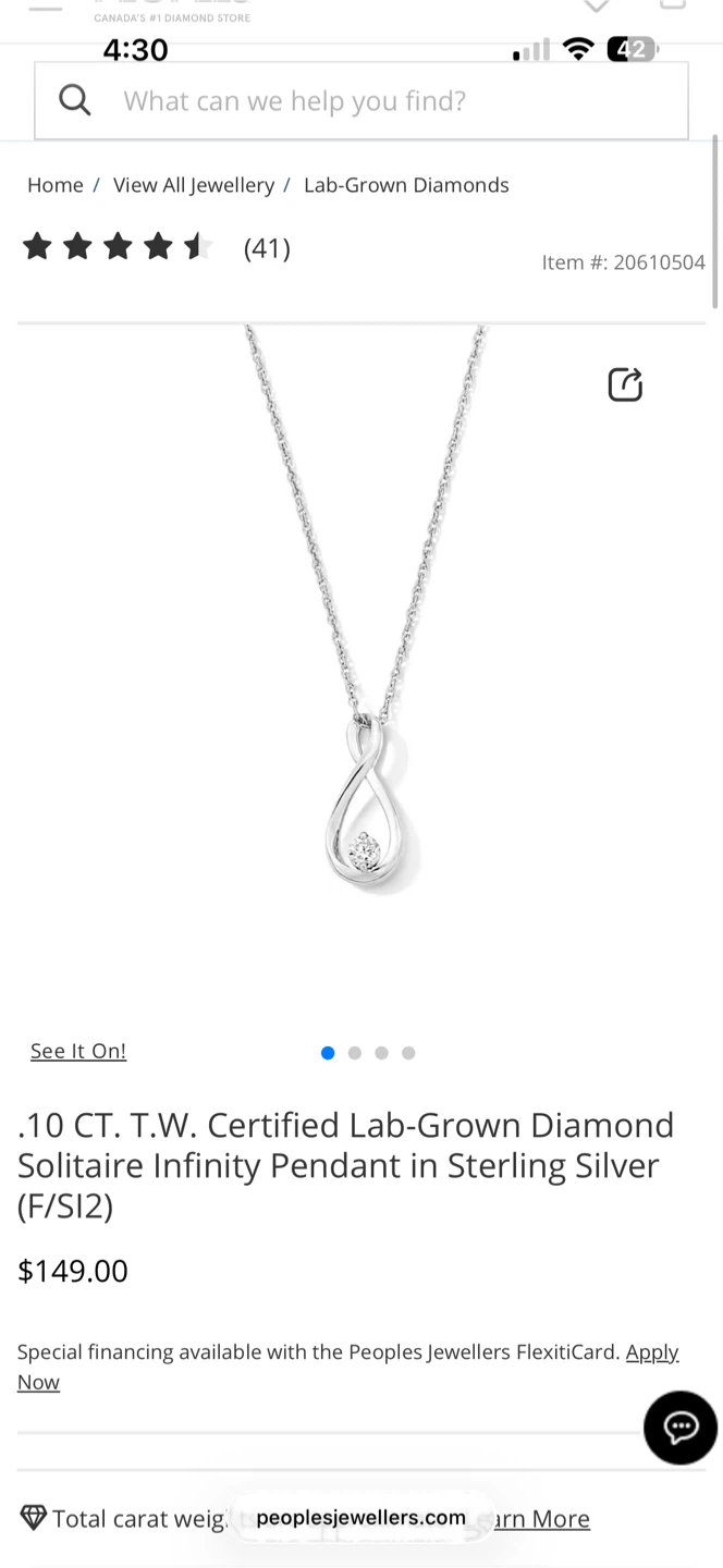 .10 CT. T.W. Certified Lab-Grown Diamond Solitaire necklace - photo 3