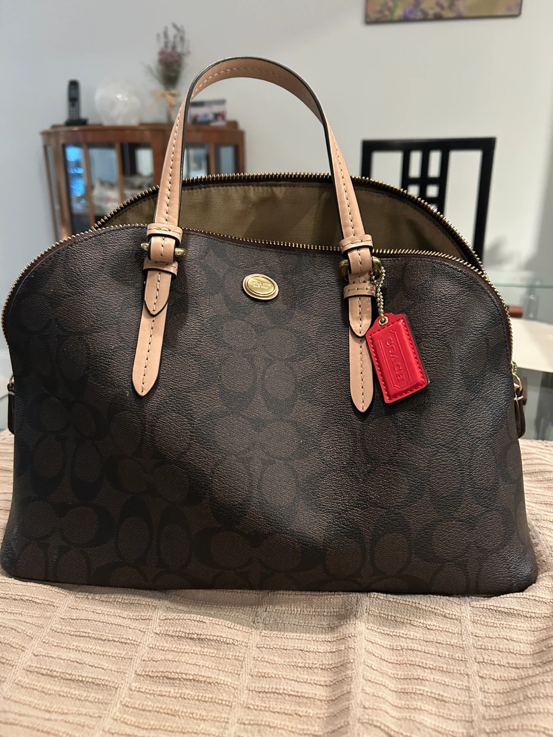 Coach Signature Monogram Dome Satchel Handbag