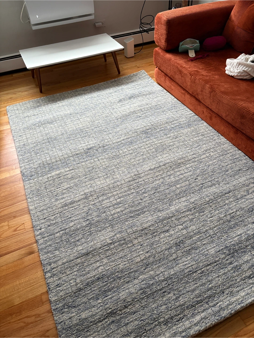 Gray and Blue Textured Area Rug 5x8