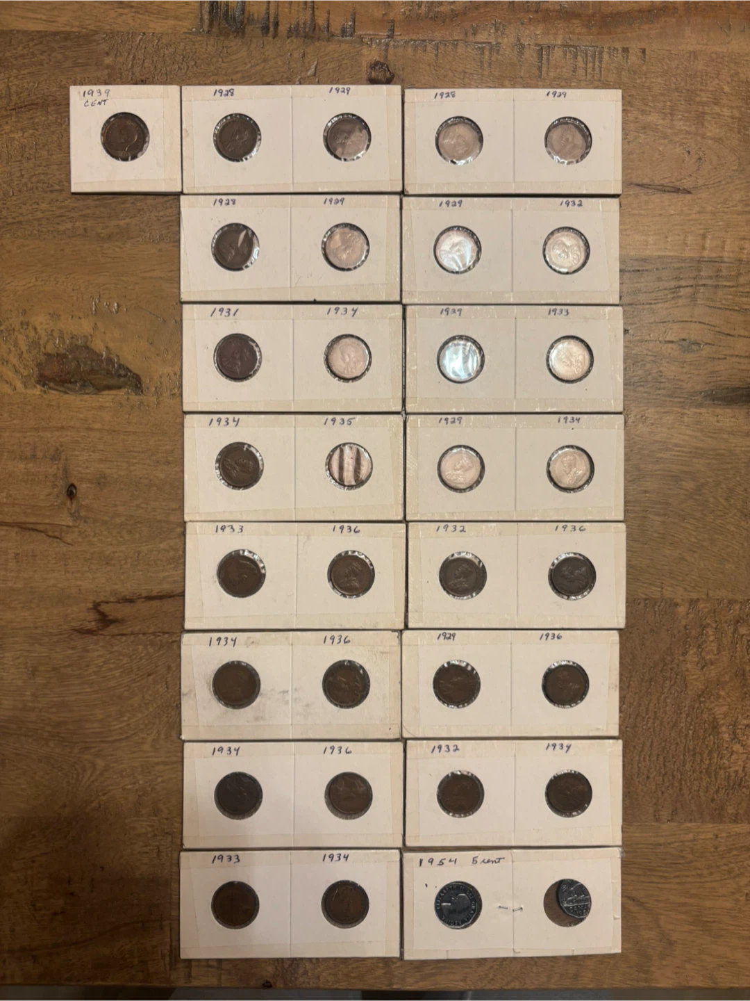 Vintage Canadian Pennies (1928–1939) + 1954 Nickels Lot