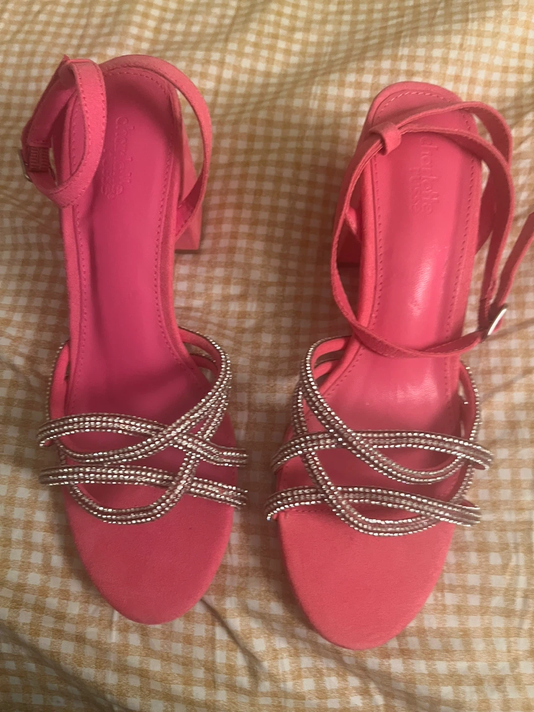 Charlotte Russe Pink Rhinestone Heels - Size 9