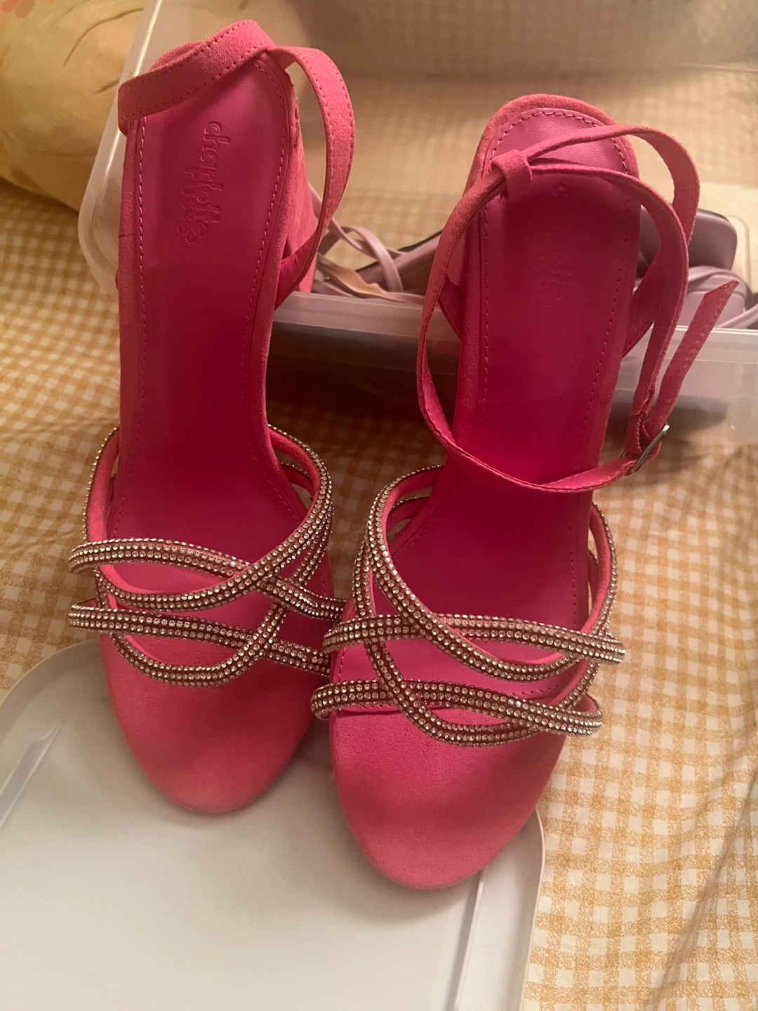 Charlotte Russe Pink Rhinestone Heels - Size 9 - photo 3