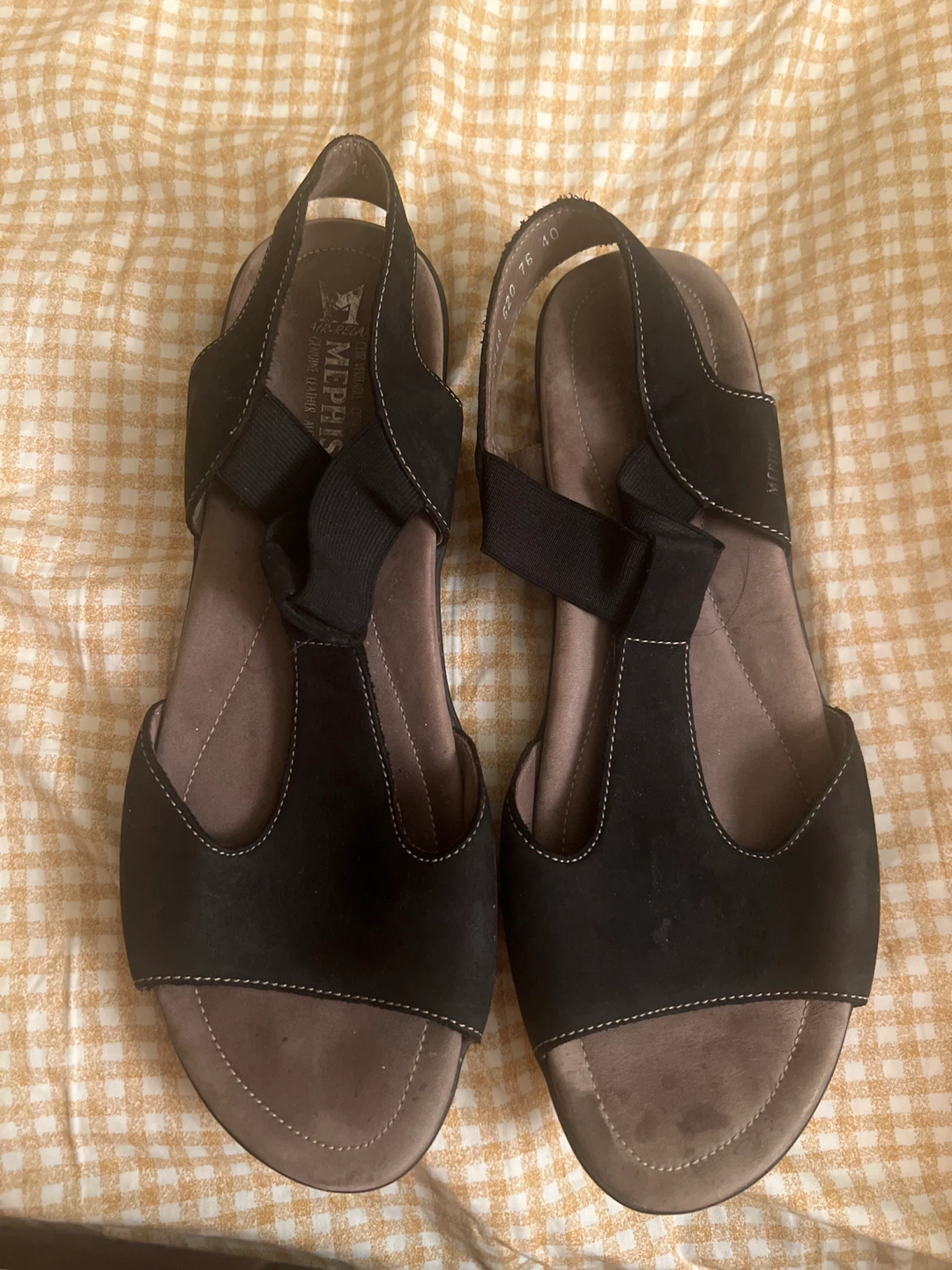 Mephisto Black Leather Wedge Sandals Size 40 - photo 2