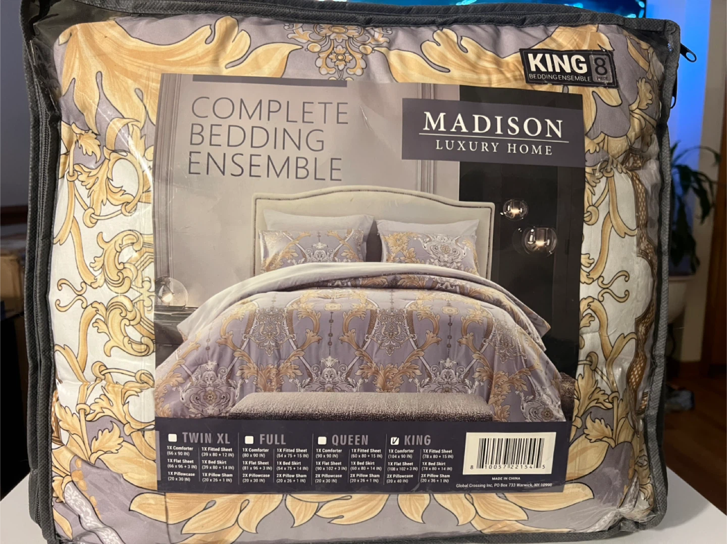 Madison Luxury Home King 8 Piece Complete Bedding Ensemble