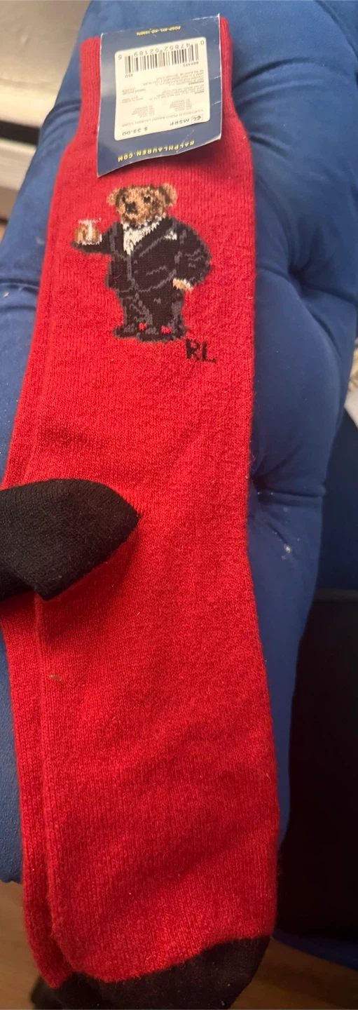 Polo Ralph Lauren Red Cashmere Socks with Polo Bear - photo 3