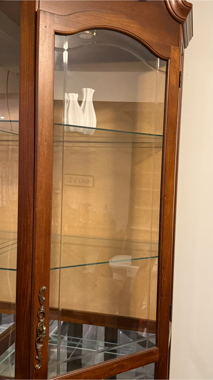 Wooden Curio Cabinet with Glass Shelves - photo 2
