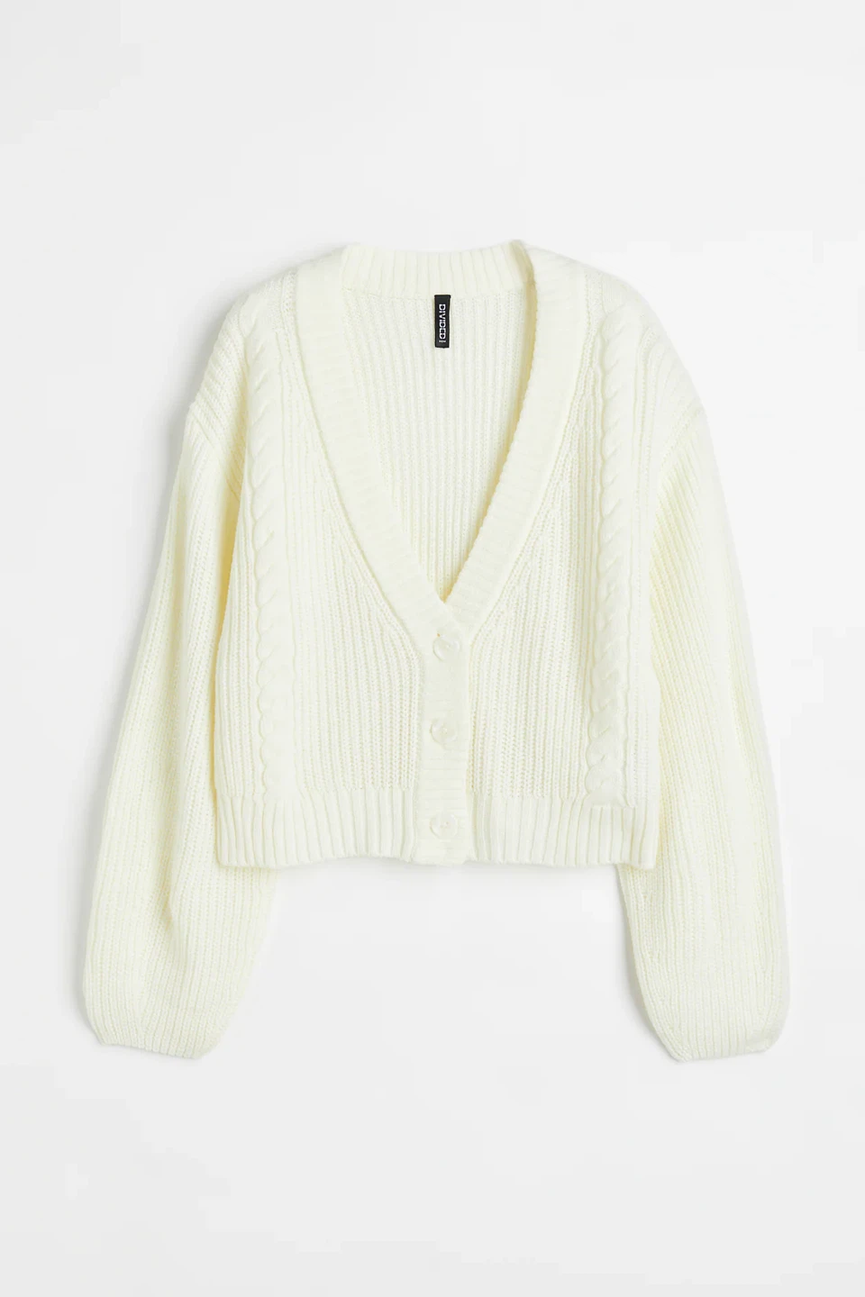 H&M Cream Cropped Cable Knit Cardigan