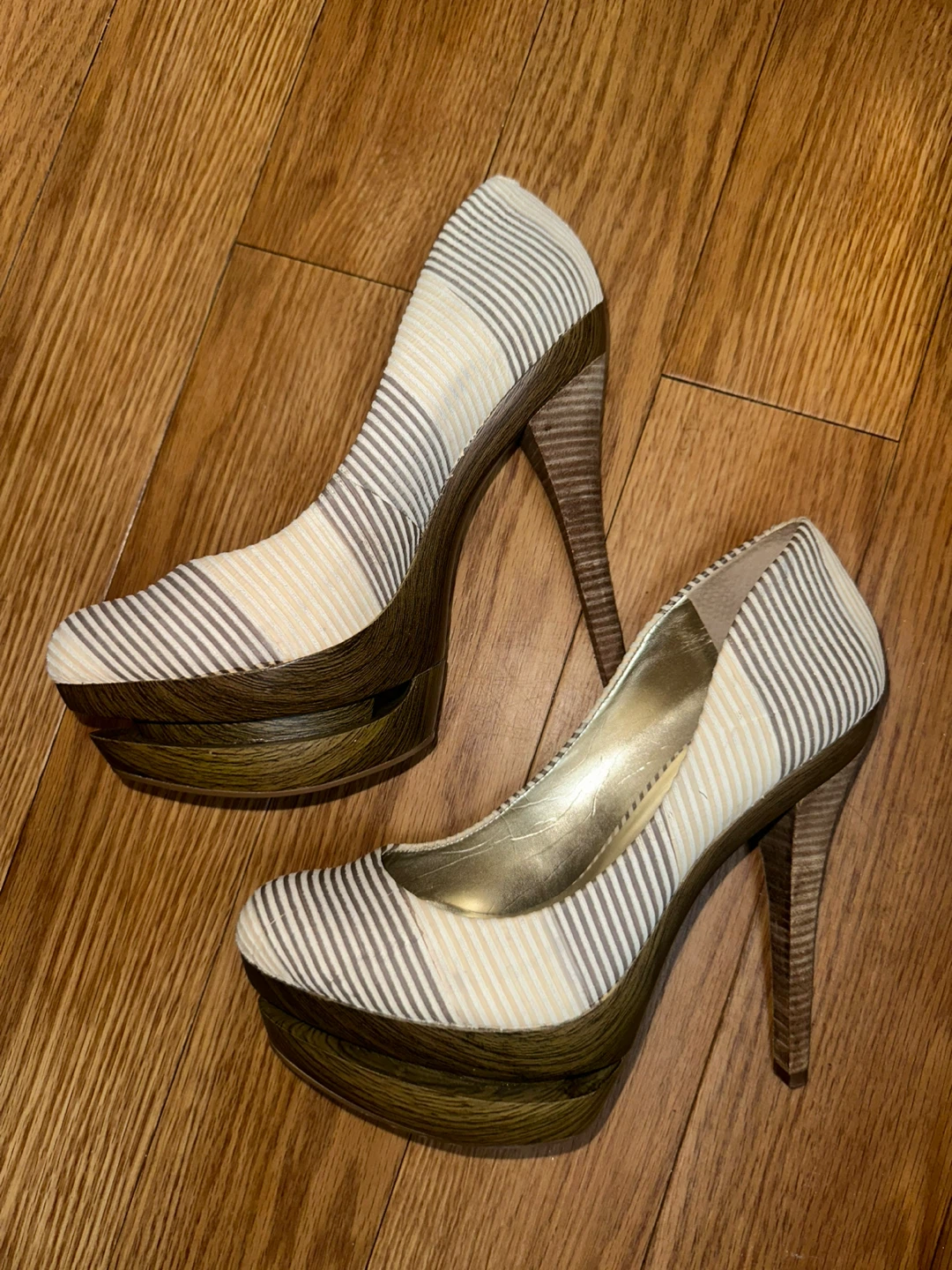 Jessica Simpson Striped Platform Heels Size 10