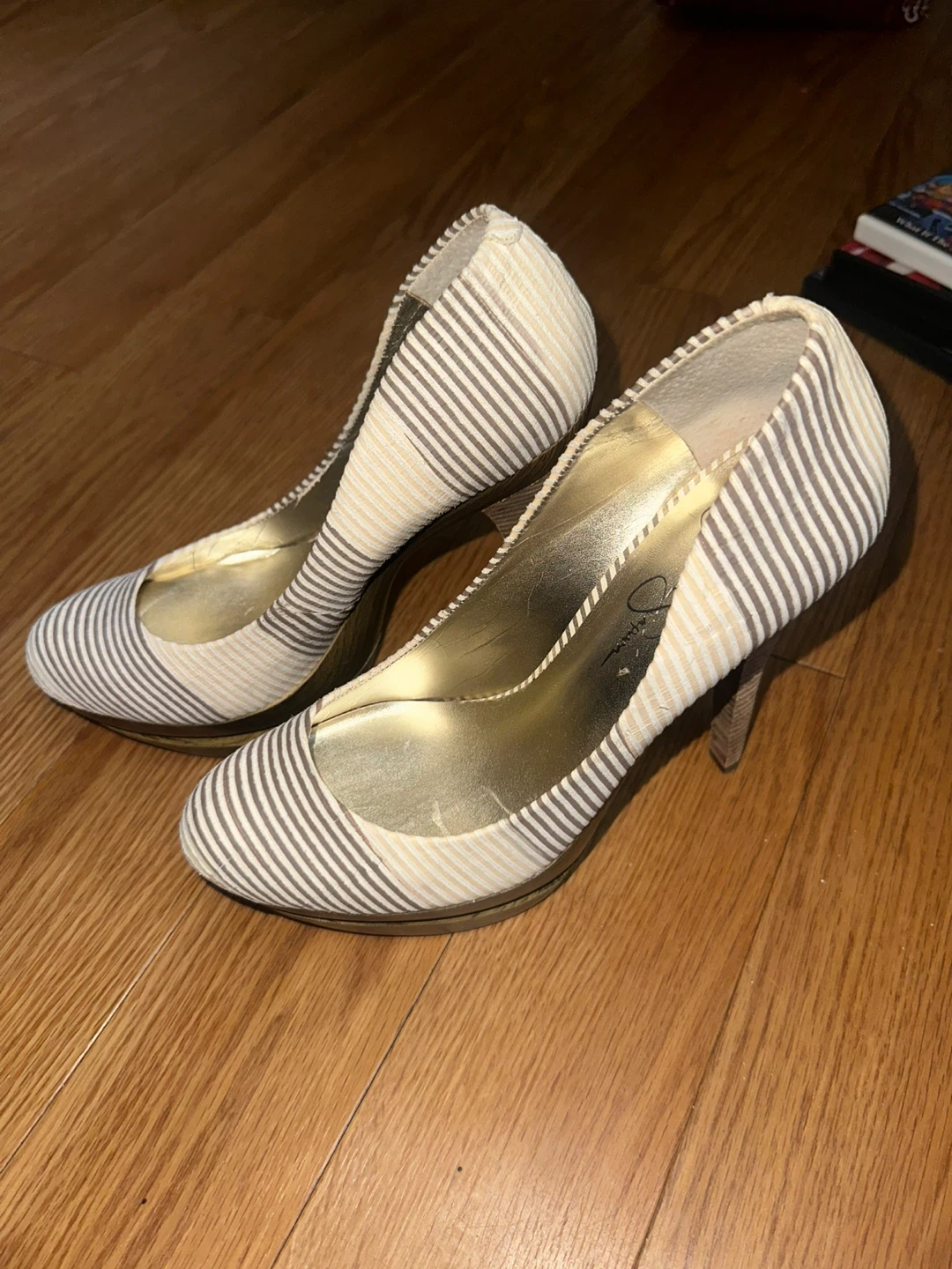 Jessica Simpson Striped Platform Heels Size 10 - photo 3