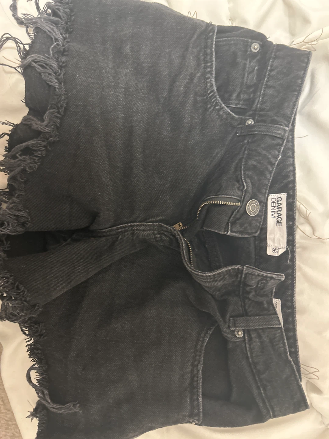 Garage Denim Distressed Black Jean Shorts Size 26