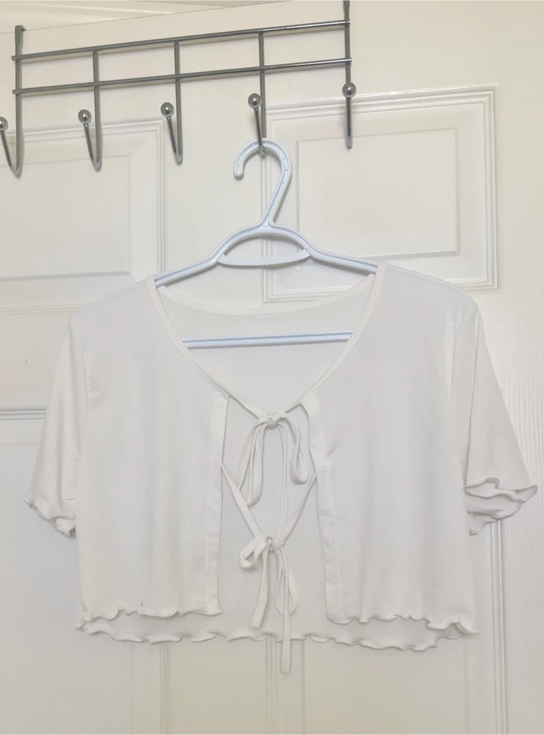 White Tie-Front Shrug