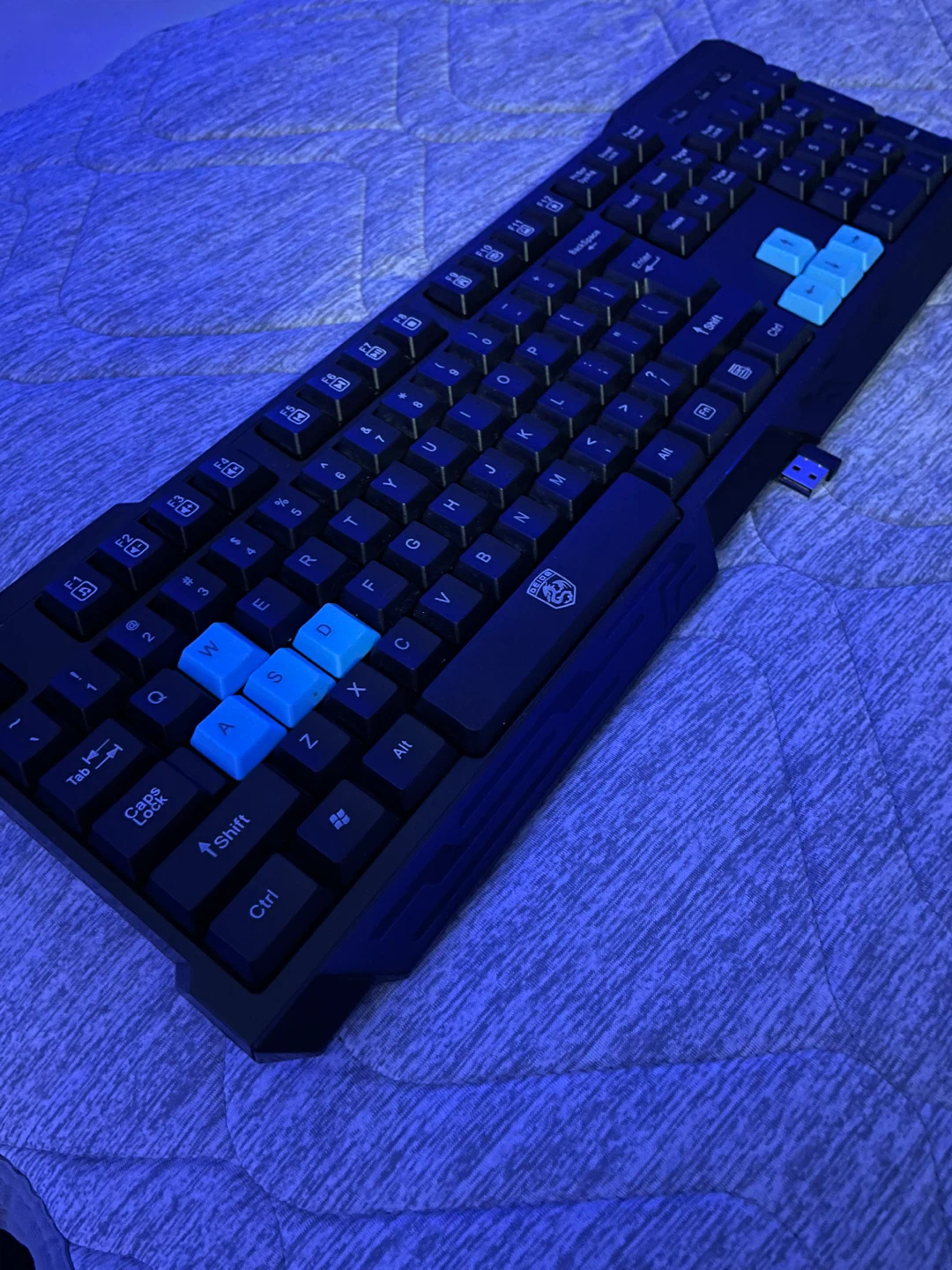 Black Gaming Keyboard with Blue Accents