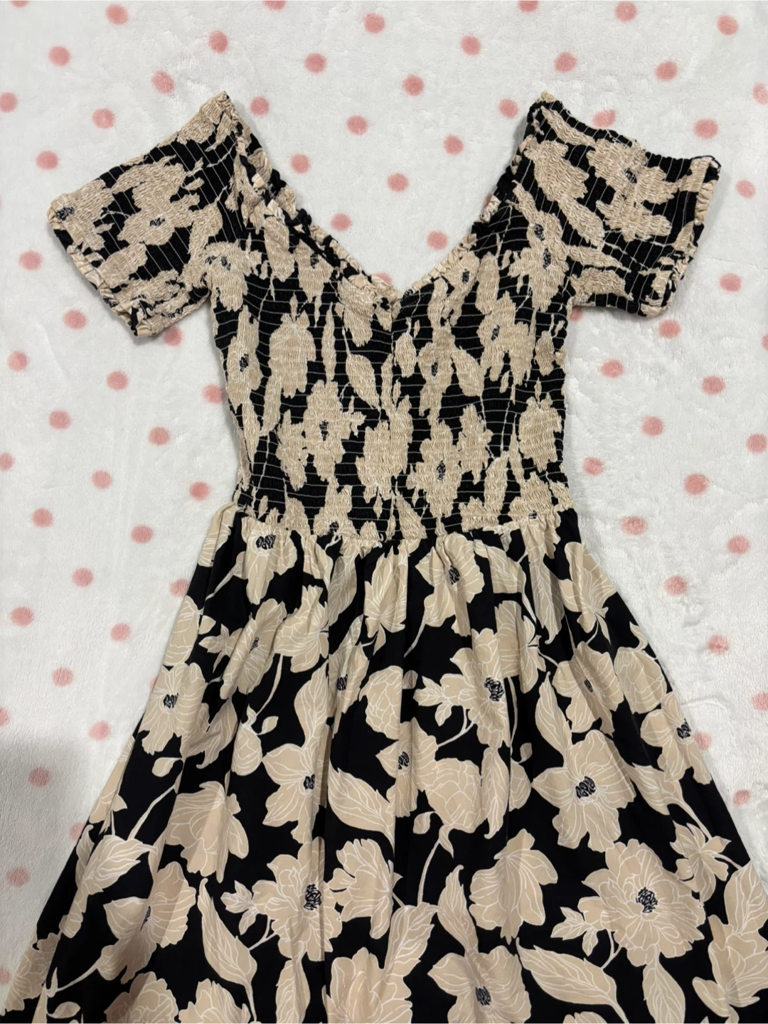 H&M Floral Smocked Off-the-Shoulder Dress - Size Medium