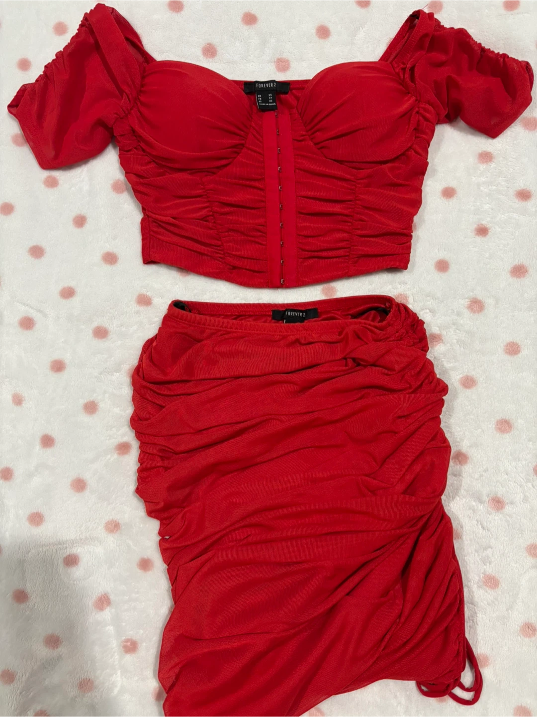 Forever 21 Red Crop Top & Skirt Set XS - photo 4