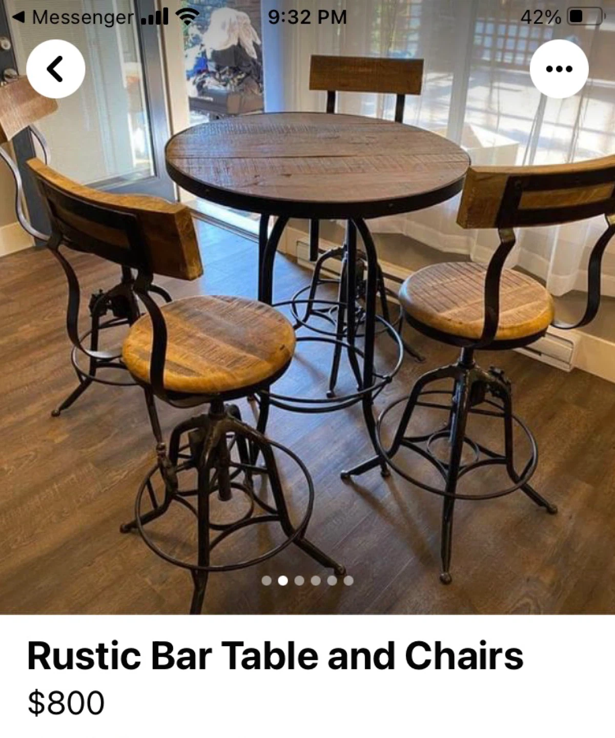 Rustic Bar Table and 4 Chairs