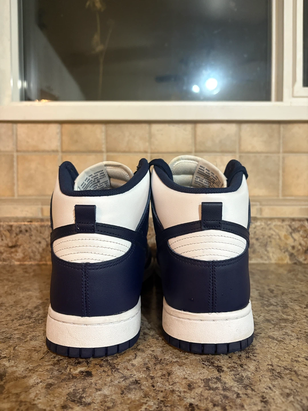 Nike Dunk High Top Sneakers Navy White - photo 2