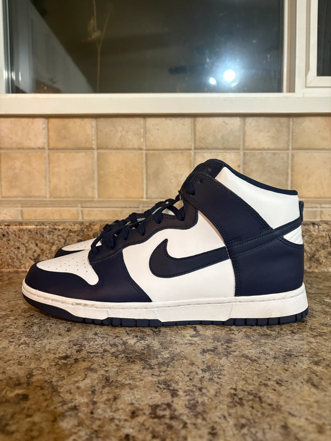 Nike Dunk High Top Sneakers Navy White - photo 3