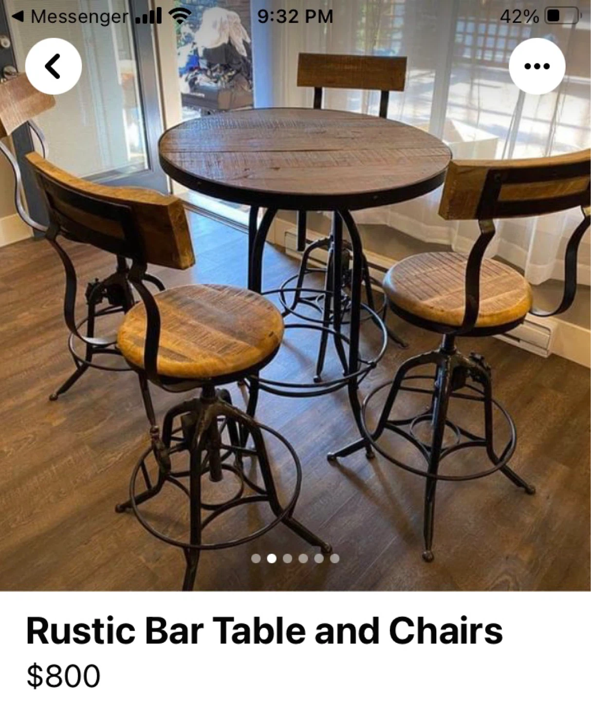 Rustic Bar Table and 4 Chairs - photo 2