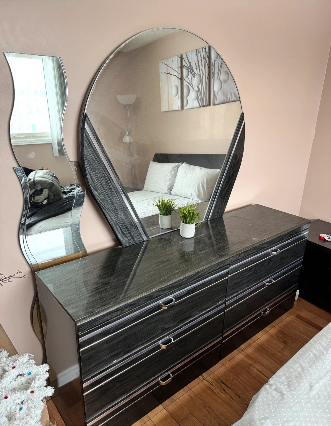 Dark Wood Dresser with Mirror