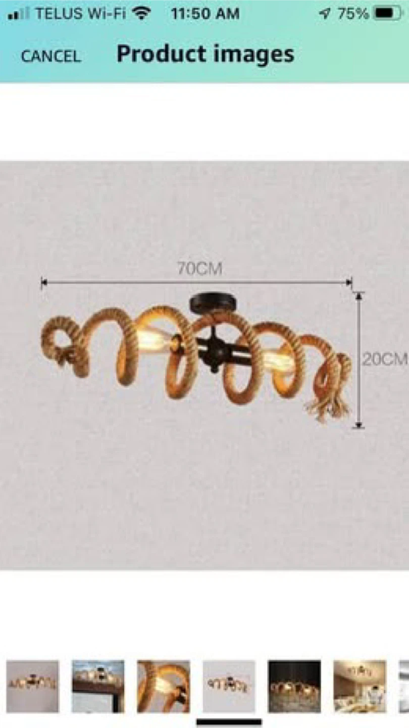 Rope Spiral Semi-Flush Mount Ceiling Light Fixture - photo 3