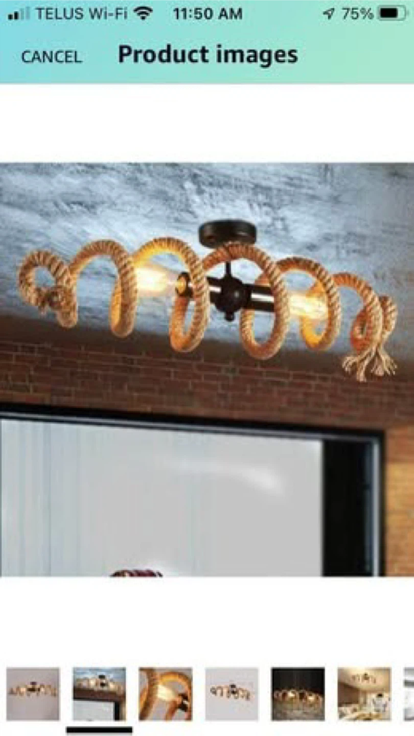 Rope Spiral Semi-Flush Mount Ceiling Light Fixture - photo 2