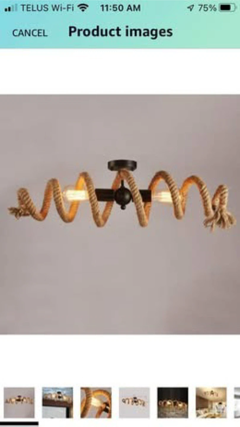 Rope Spiral Semi-Flush Mount Ceiling Light Fixture