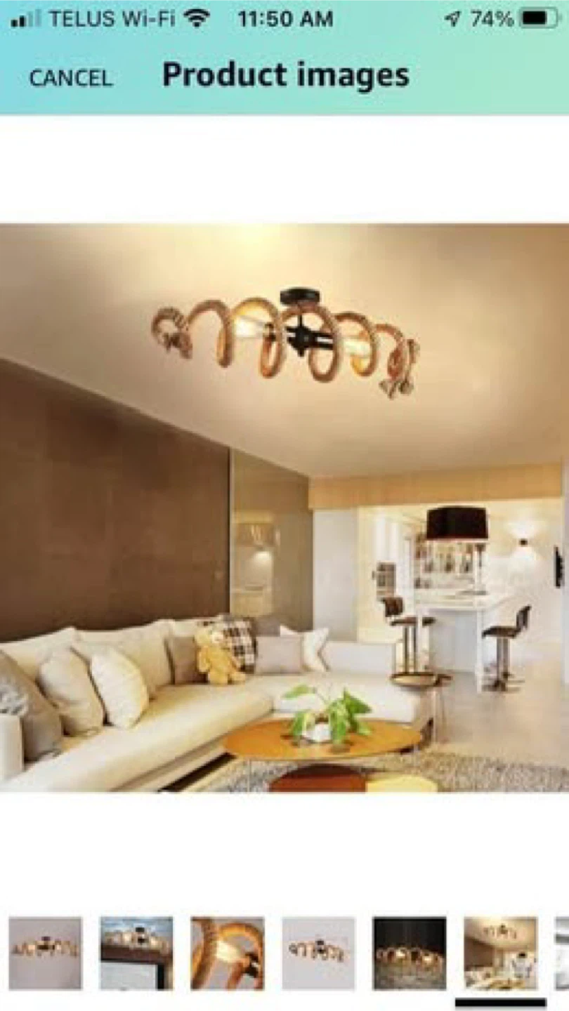 Rope Spiral Semi-Flush Mount Ceiling Light Fixture - photo 5