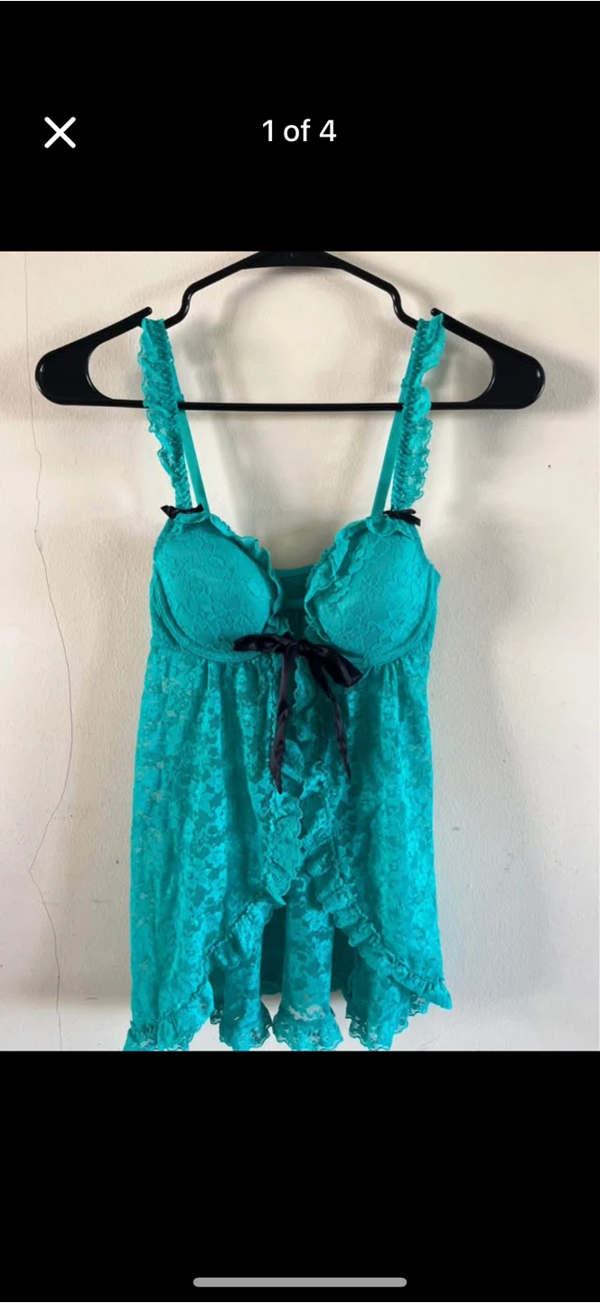 LA SENZA Teal Lace Babydoll Lingerie XS