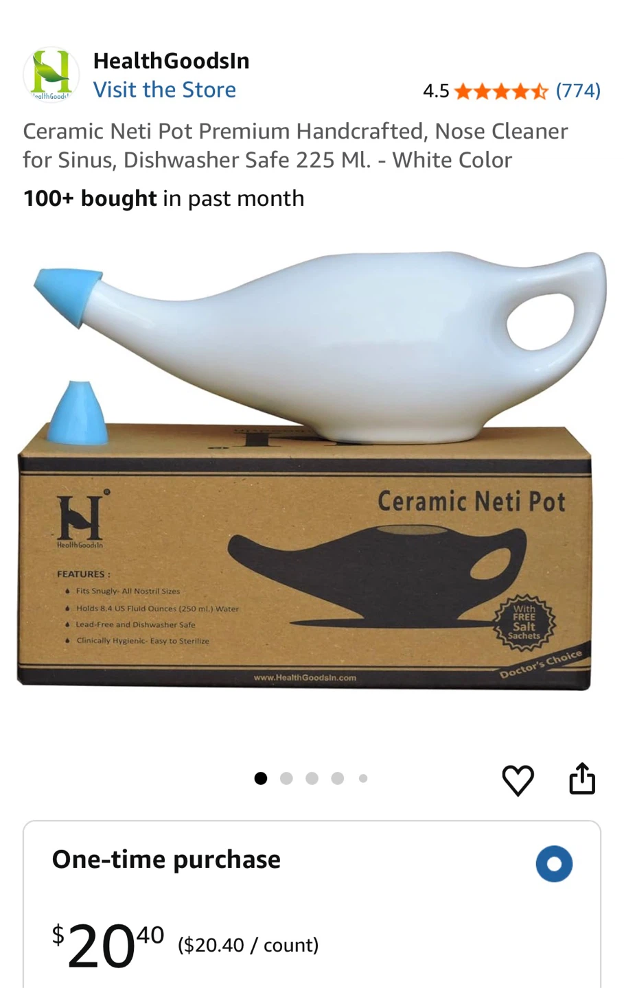 Ceramic Neti Pot - White