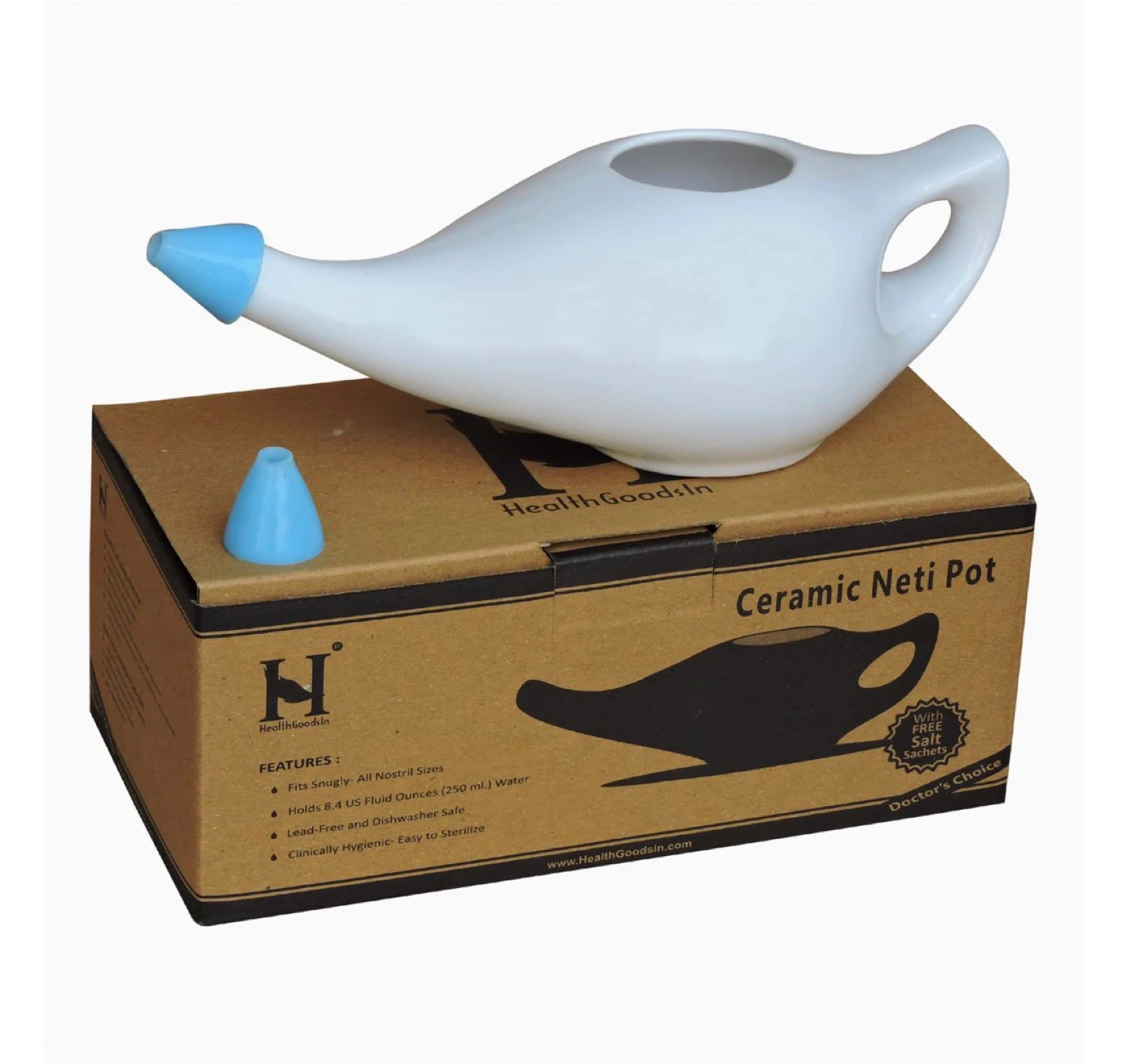Ceramic Neti Pot - White - photo 2