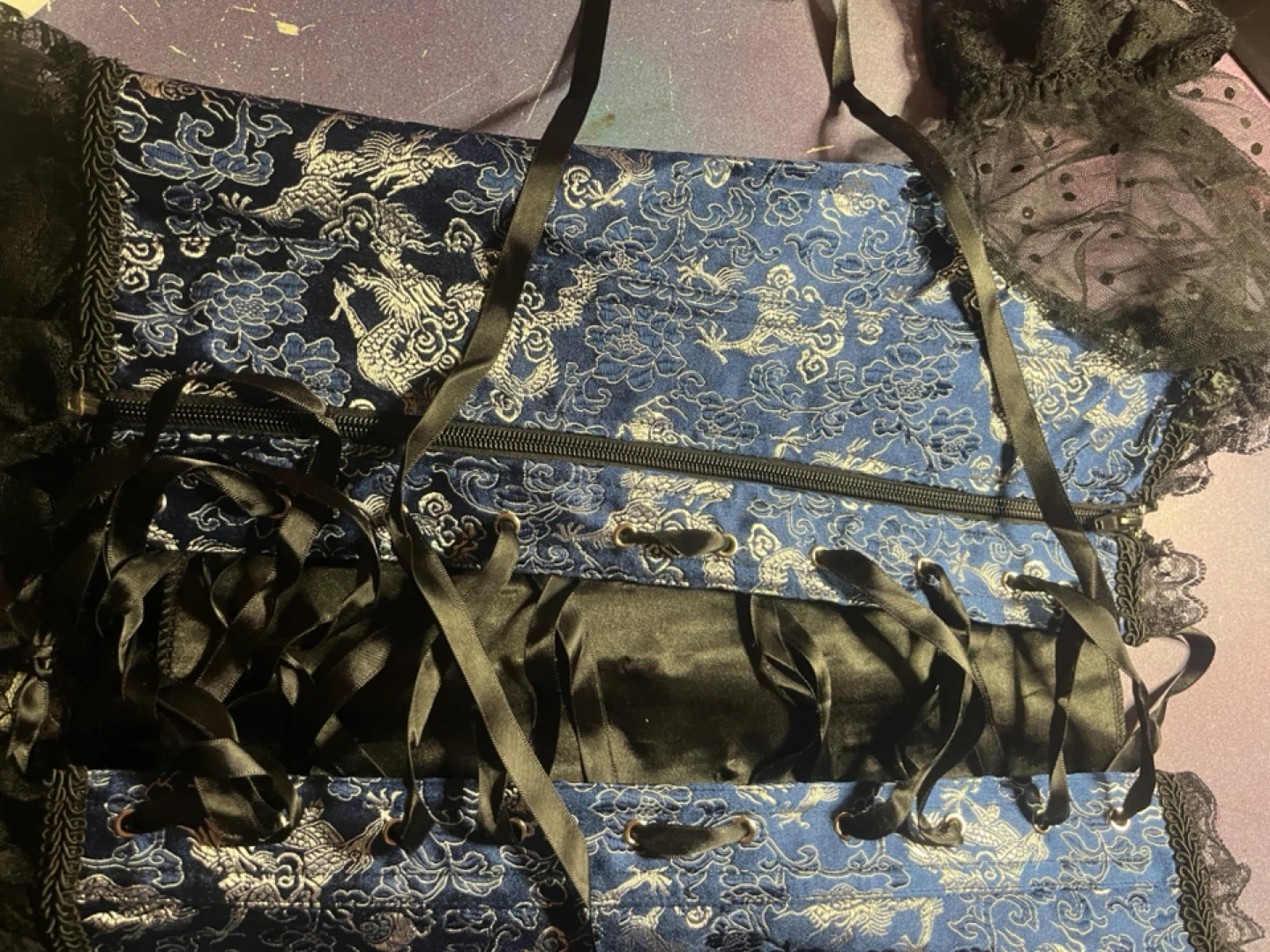 Corset Top with Black Lace Trim - photo 4