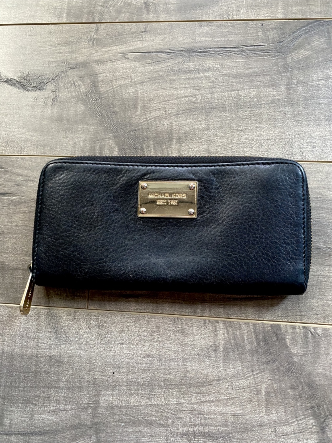 Michael Kors Black Leather Zip-Around Wallet