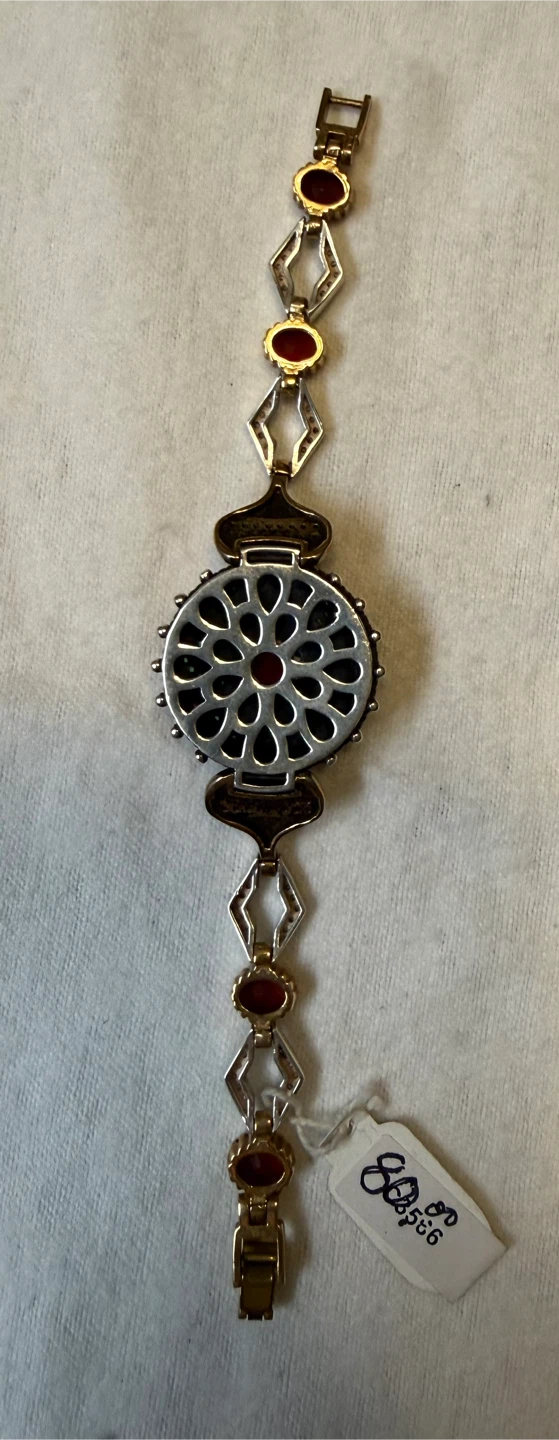 Ornate Red and Green Stone 6 3/4” Bracelet - photo 2