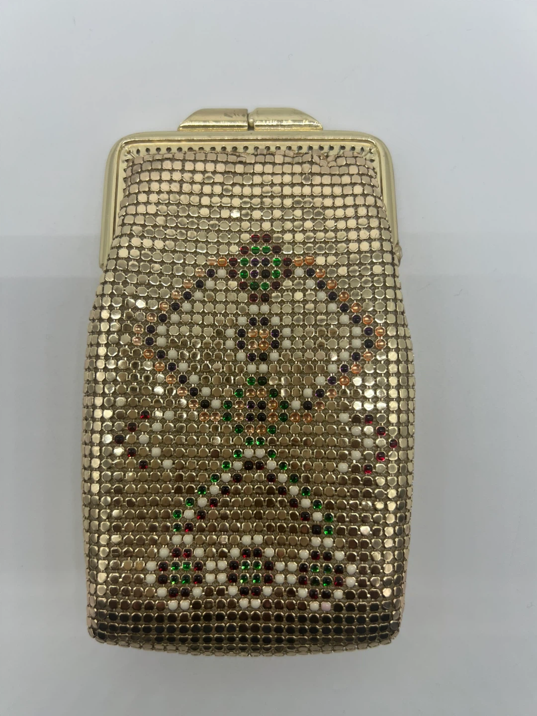 CHEVALIER CHEVRONN Vintage Gold Tone Metal Mesh Coin Purse