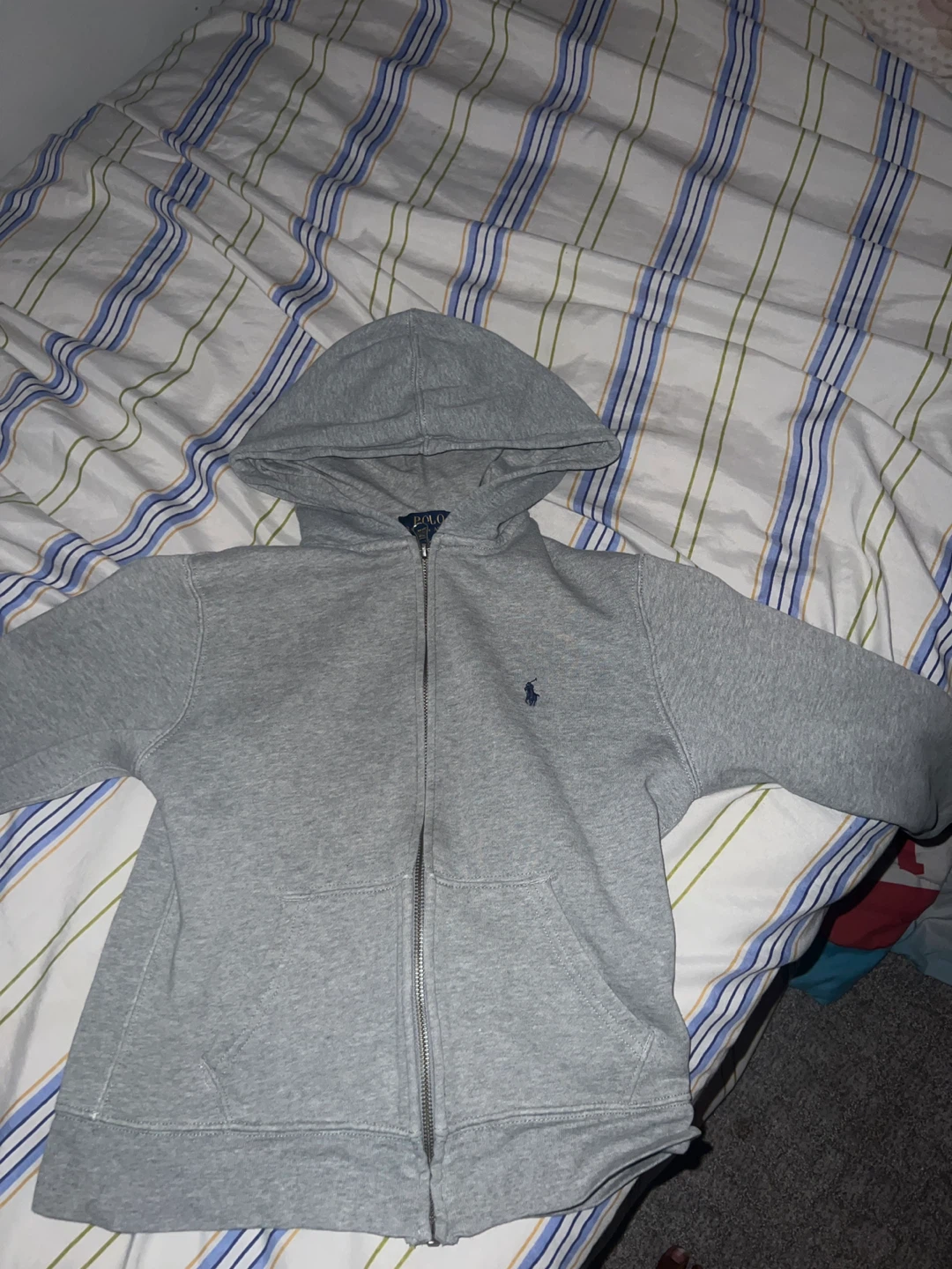 Polo Ralph Lauren Grey Zip-Up Hoodie - Size M (10-12)