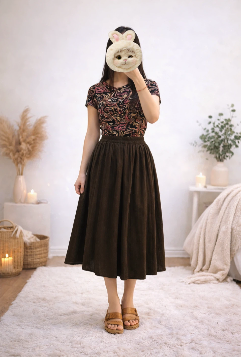 Brown Midi Skirt