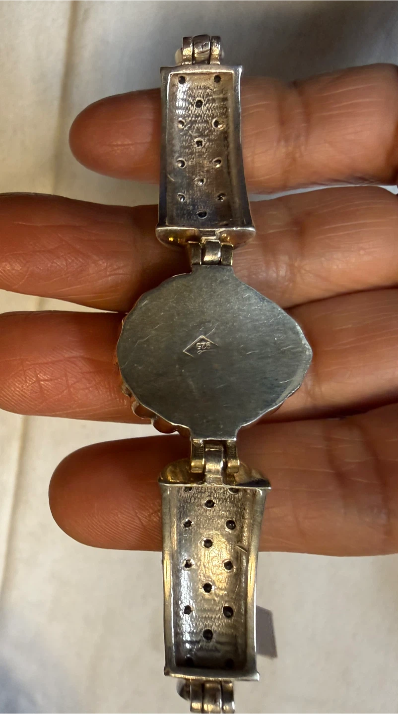 Dark Blue and Green Stones Sterling Silver 6.25” Bracelet - photo 5