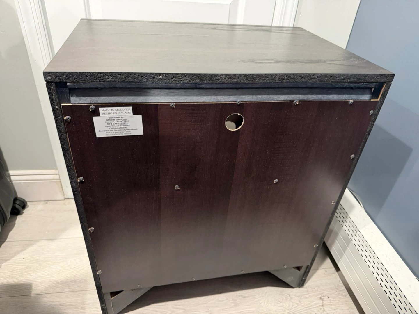 2 Dark Wood Nightstand with 2 Drawers - photo 4