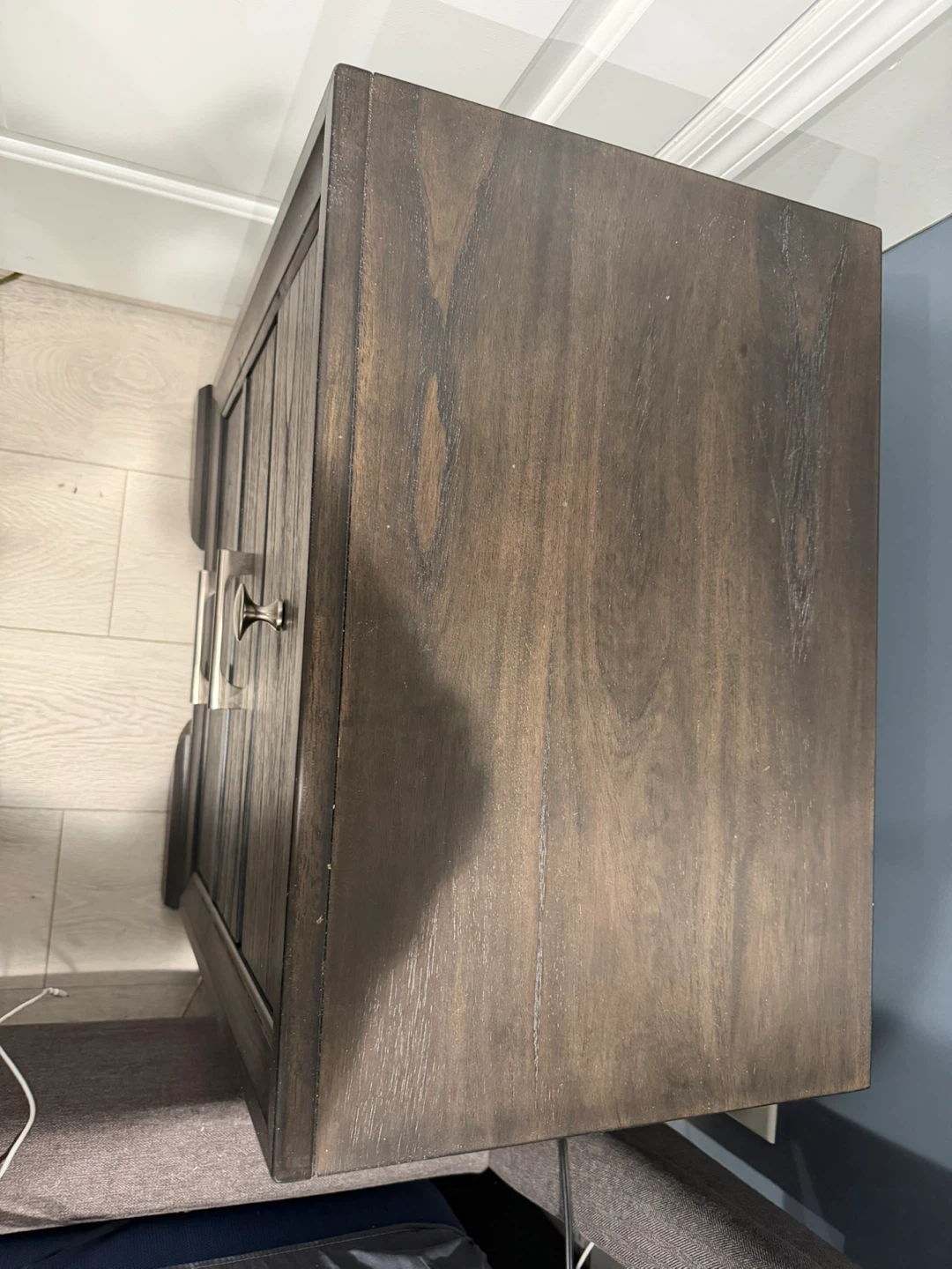 2 Dark Wood Nightstand with 2 Drawers - photo 2
