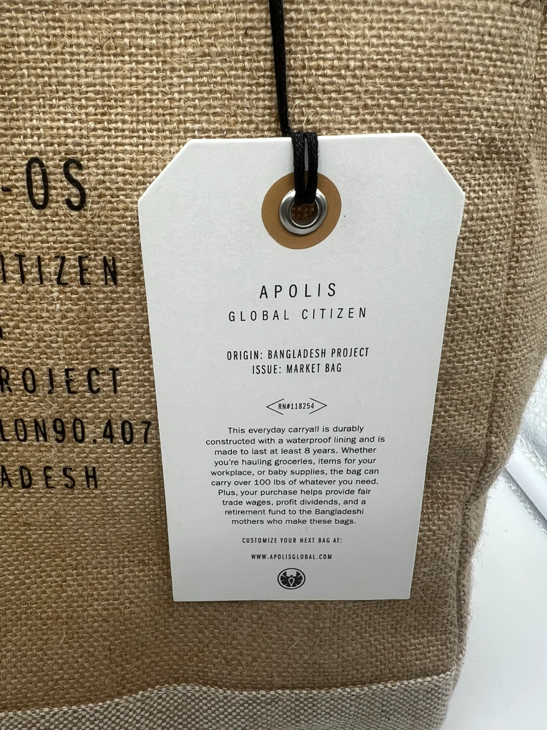 NWT APOLIS GOLBAL CITIZEN Petite Market Bag Natural Jute Tote - photo 4