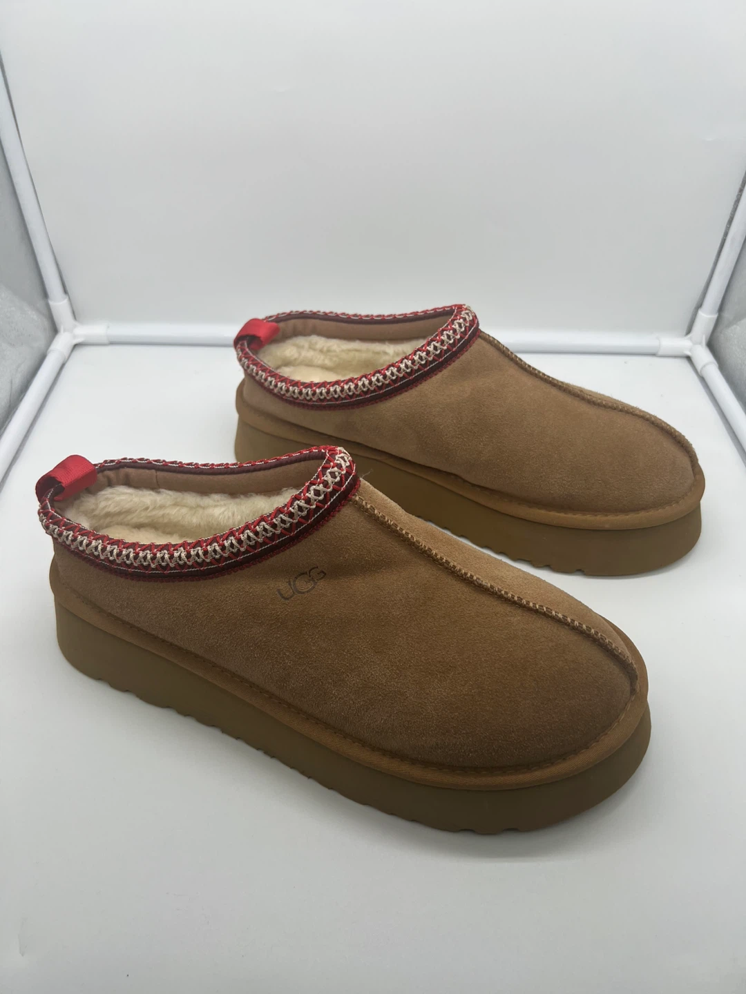 NEW UGG TAZZ Chestnut Suede Platform Slippers Unisex sz 43 - photo 2
