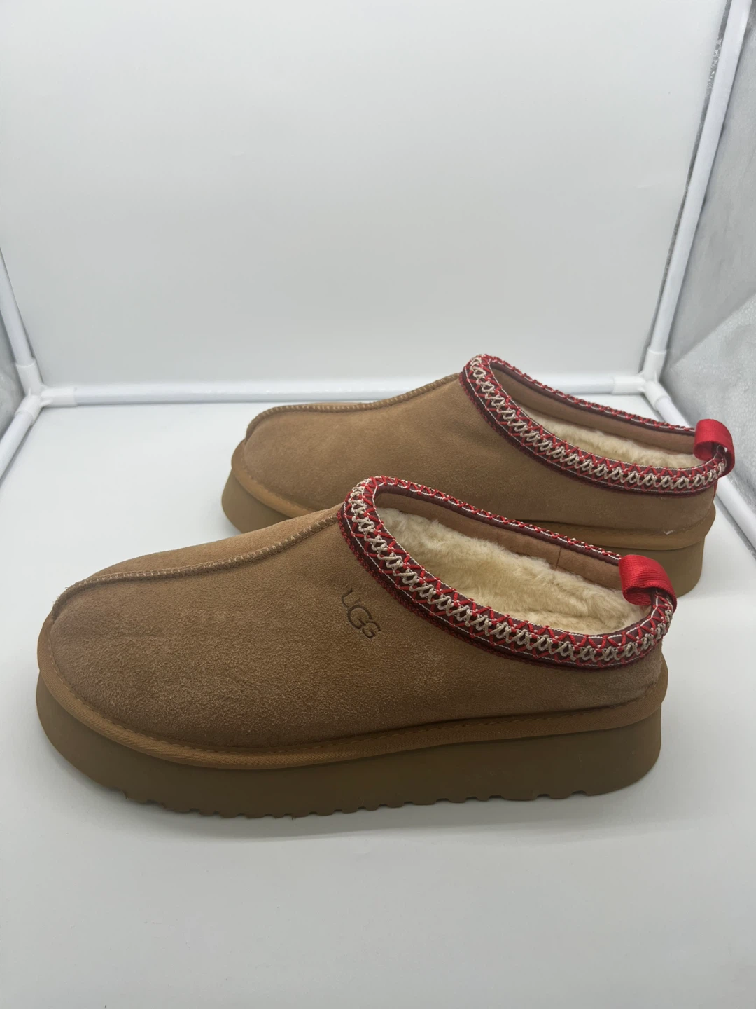 NEW UGG TAZZ Chestnut Suede Platform Slippers Unisex sz 43 - photo 5