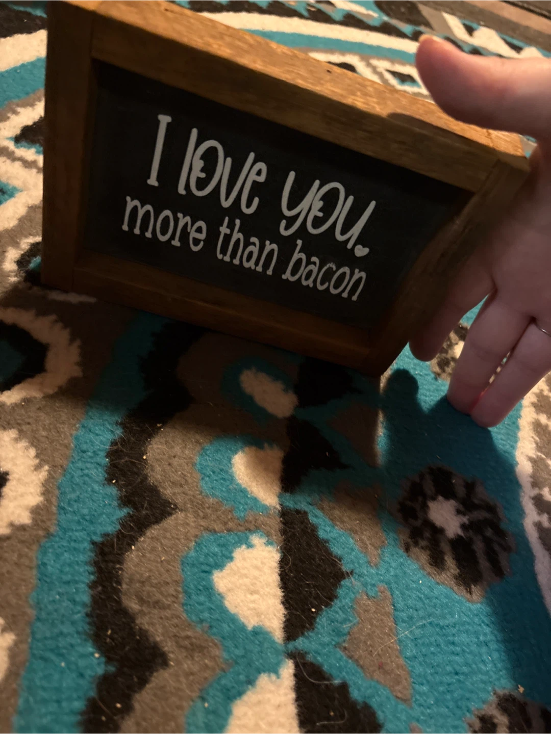 Wooden sign "I love you more than bacon" - photo 2