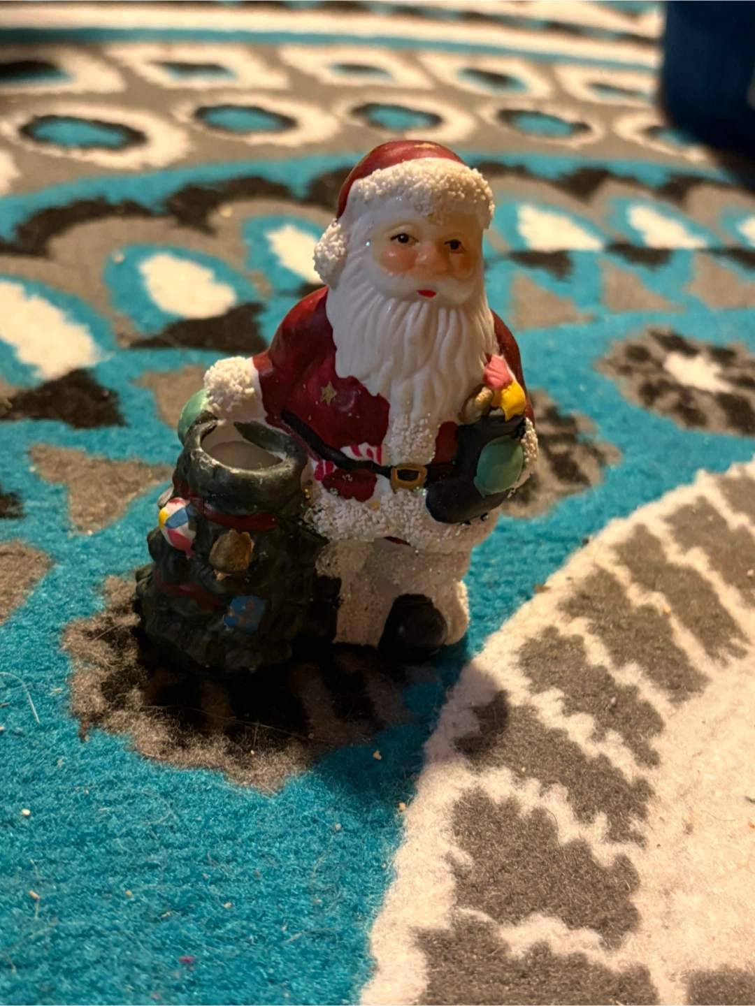Santa Claus Figurine with Gift Bag candle holder