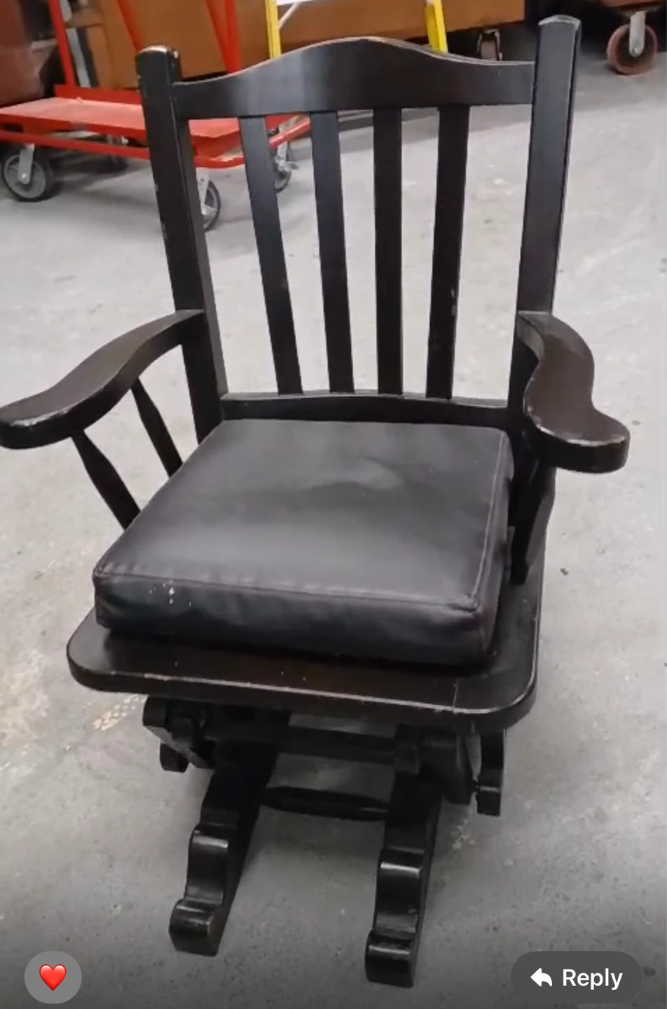 Dark Wood Glider Rocking Chair with Cushion