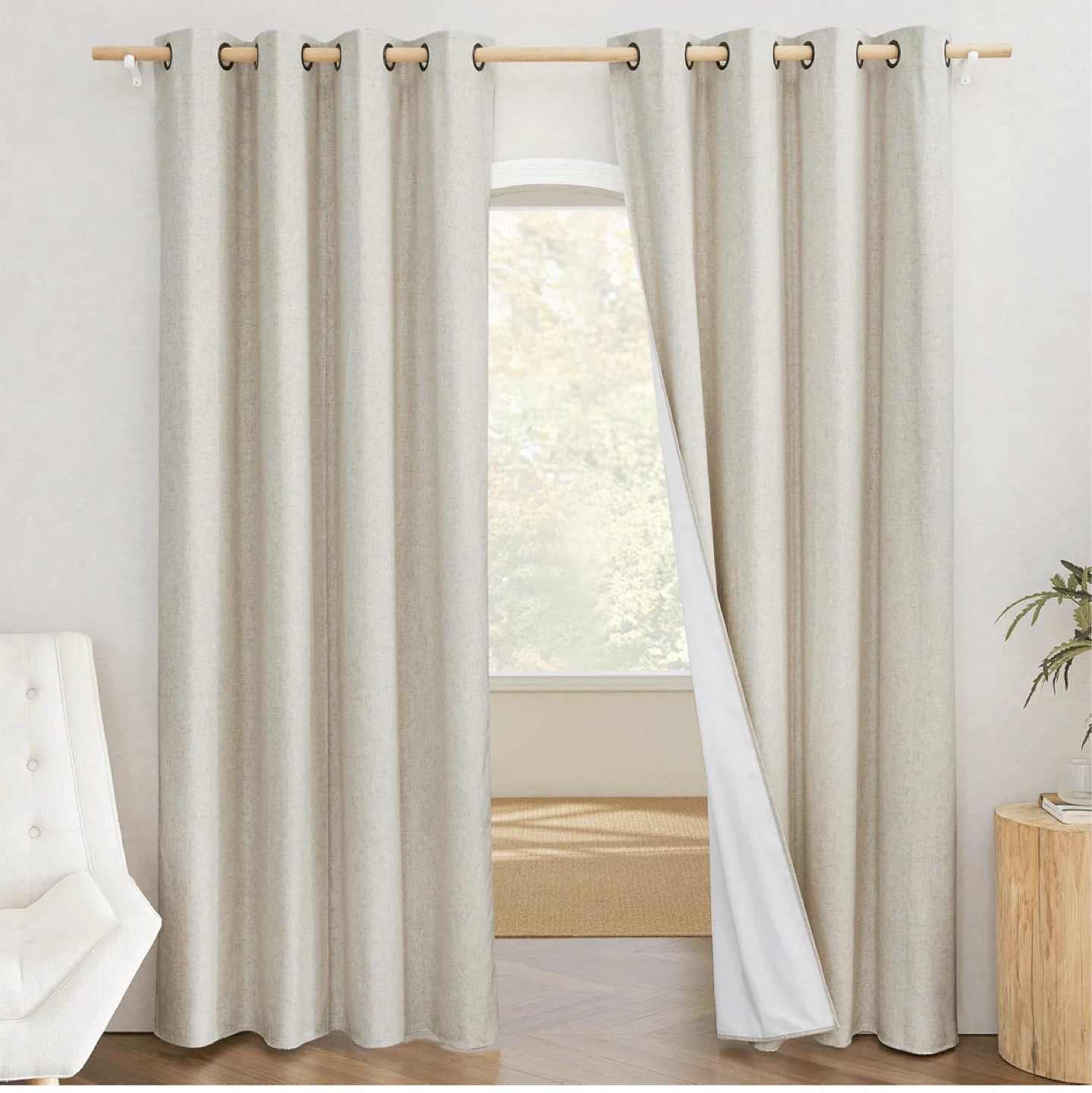 100% Blackout Curtains Noise Reducing Flax Linen Blend