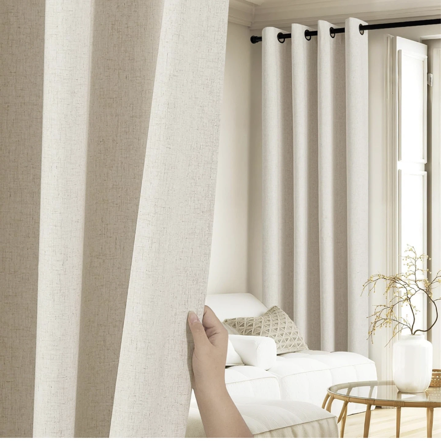 100% Blackout Curtains Noise Reducing Flax Linen Blend - photo 2