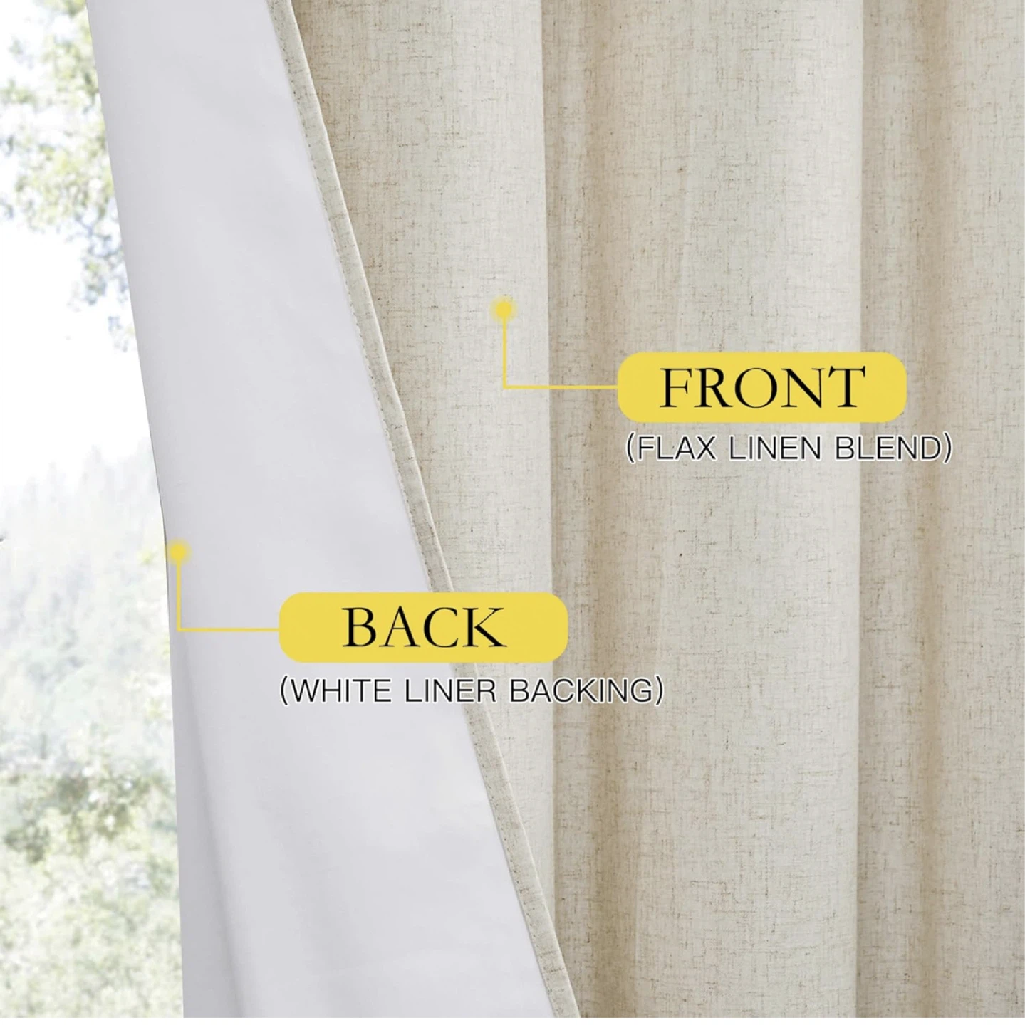 100% Blackout Curtains Noise Reducing Flax Linen Blend - photo 5