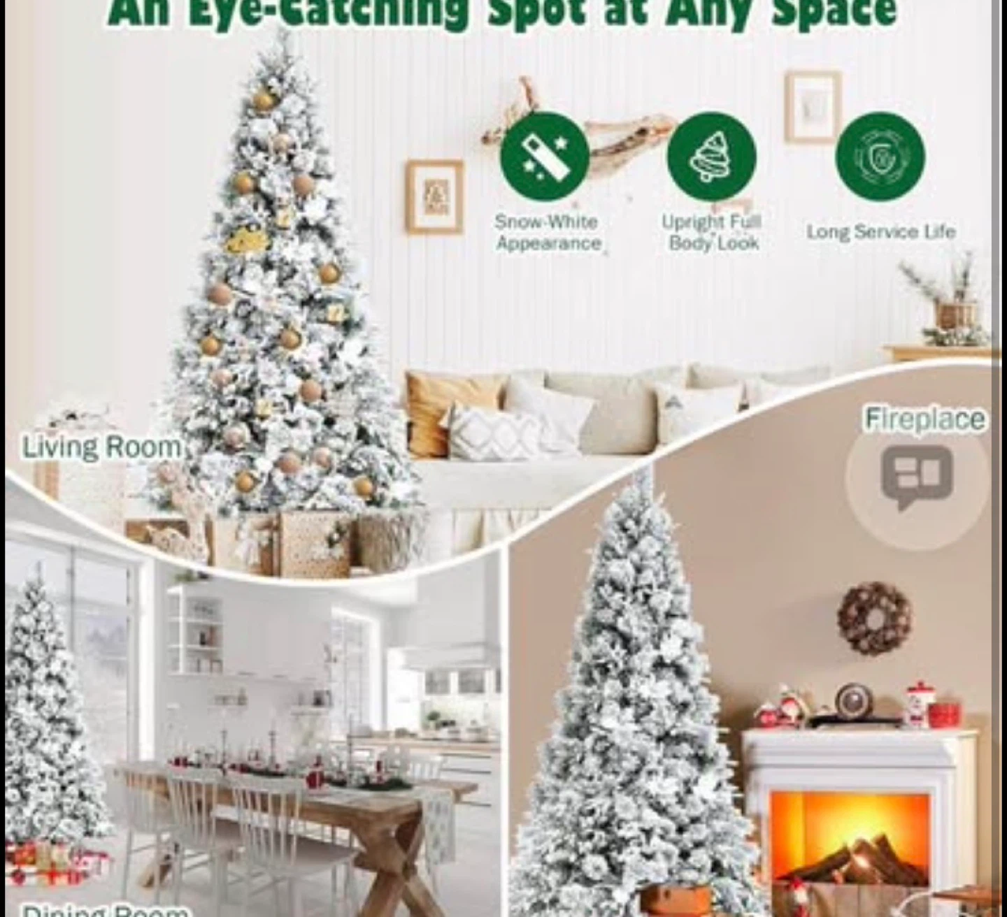 Frosted Pre-lit Christmas Tree with Hinged Branches - photo 5