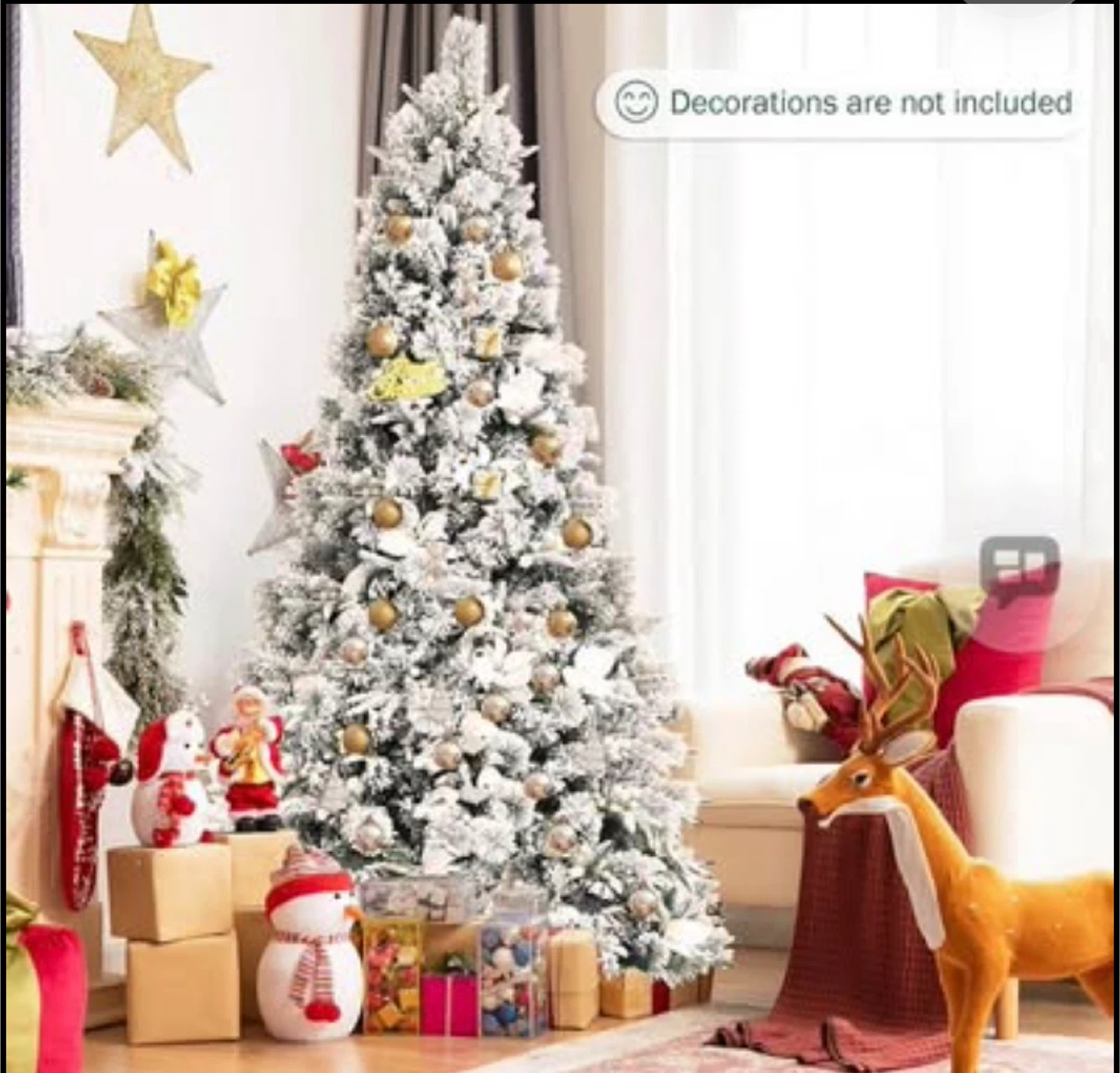 Frosted Pre-lit Christmas Tree with Hinged Branches